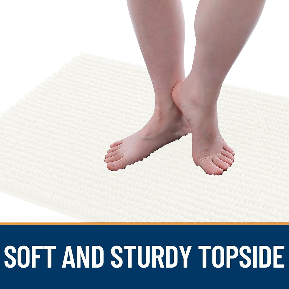 Textured rubber backing on the OLANLY dog door mat.