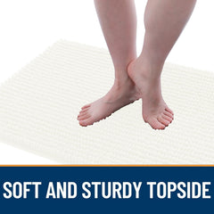 Textured rubber backing on the OLANLY dog door mat.