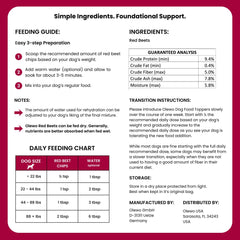 Olewo Red Beets dog food topper shown ready to add to a daily meal.