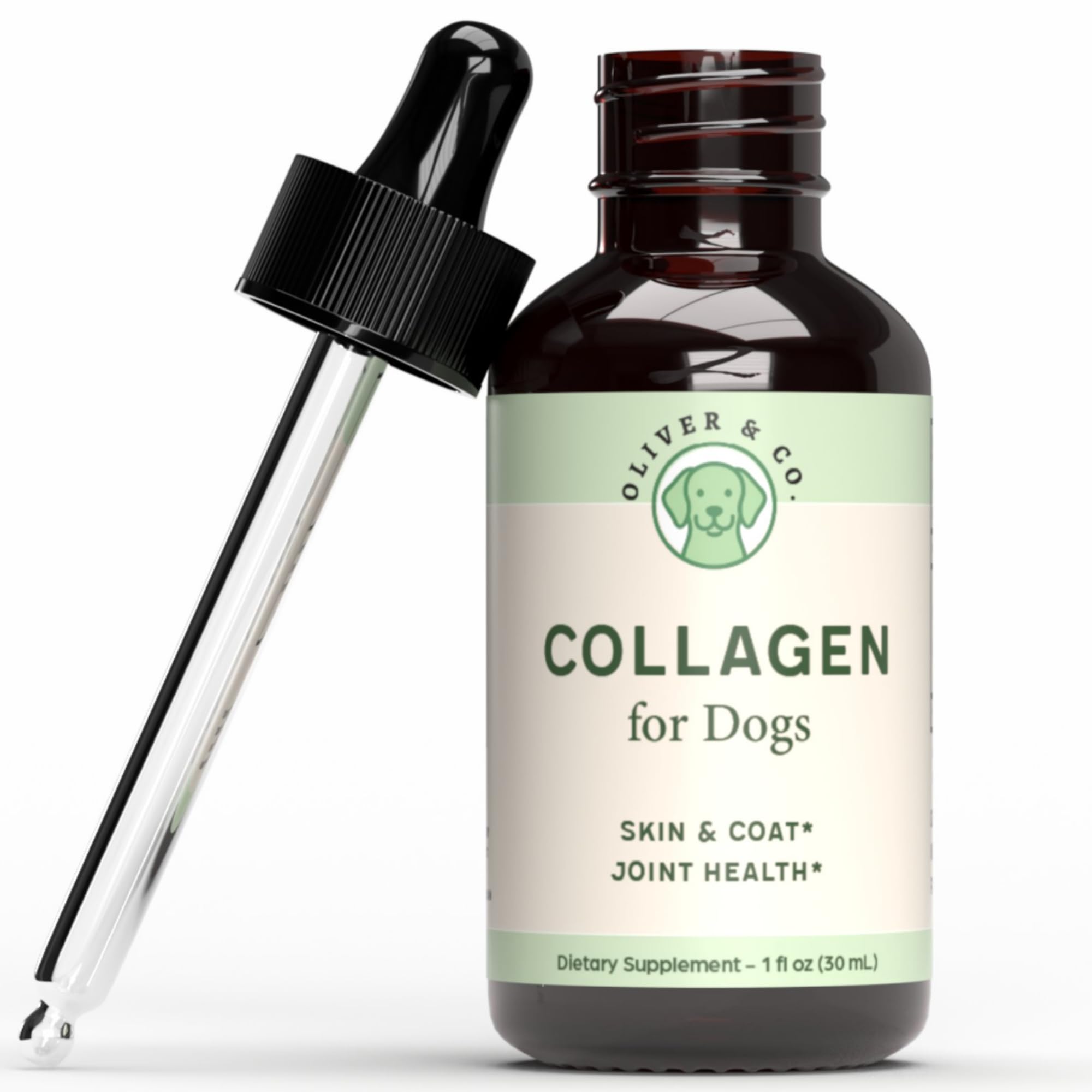 Oliver & Co. dog collagen tincture shown from the front.