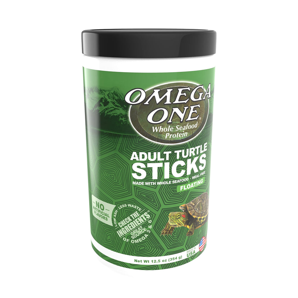 Omega One Adult Turtle Sticks shown from the back of the package.