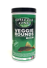 Omega One Veggie Rounds container shown from the front.