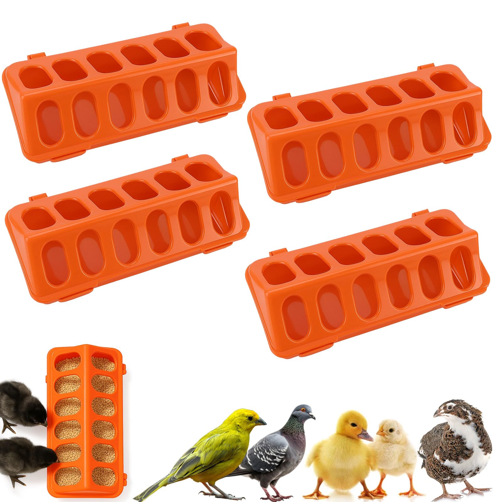 Oncpcare chick feeder four-pack shown from the front.
