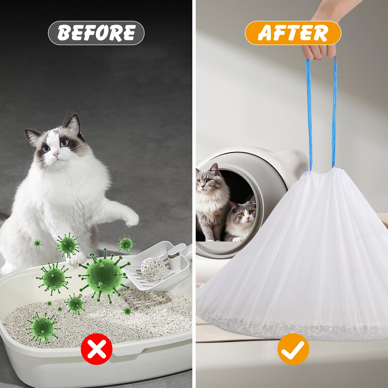ondware cat litter bag opened to show the liner shape.