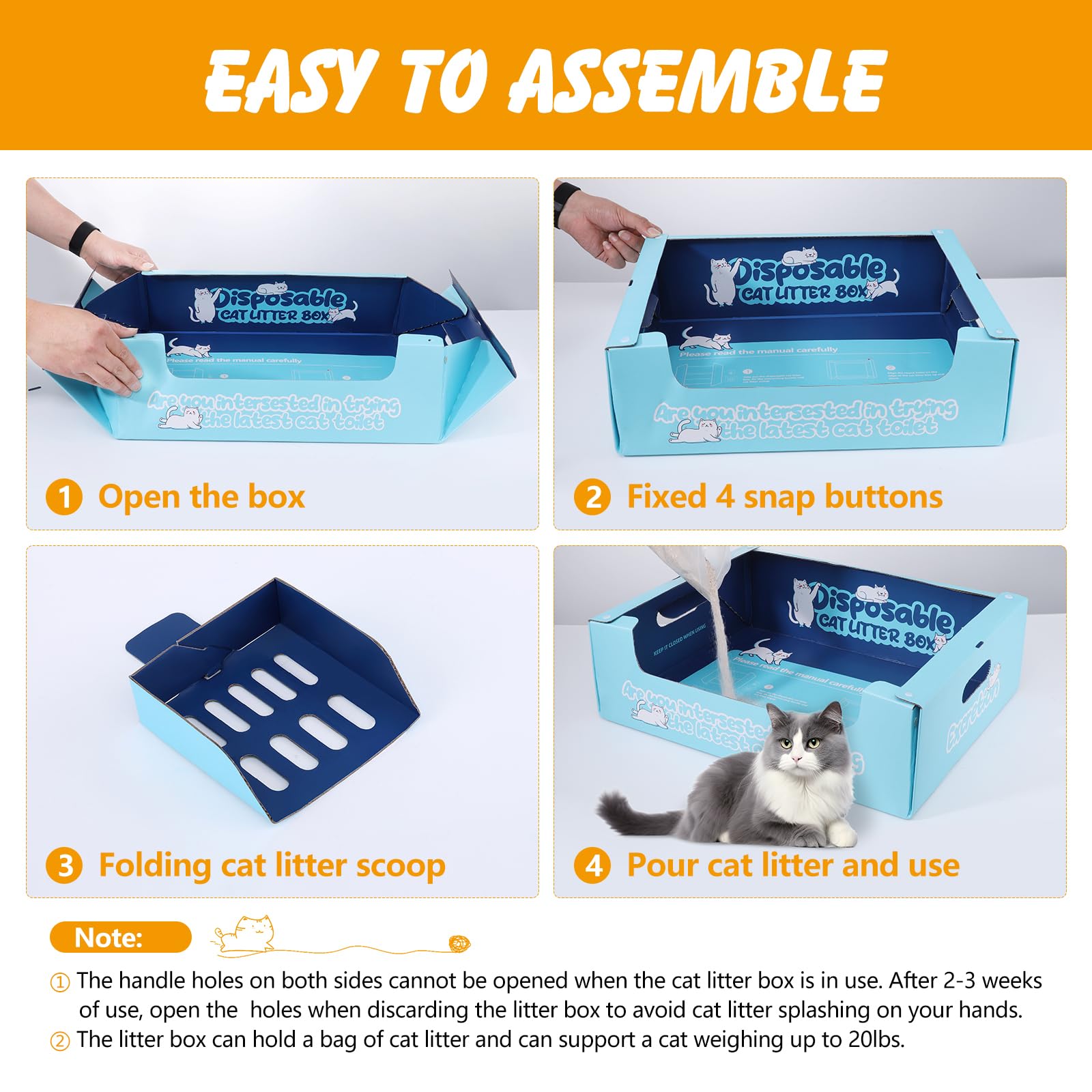 Ondware disposable cat litter box folded for storage.