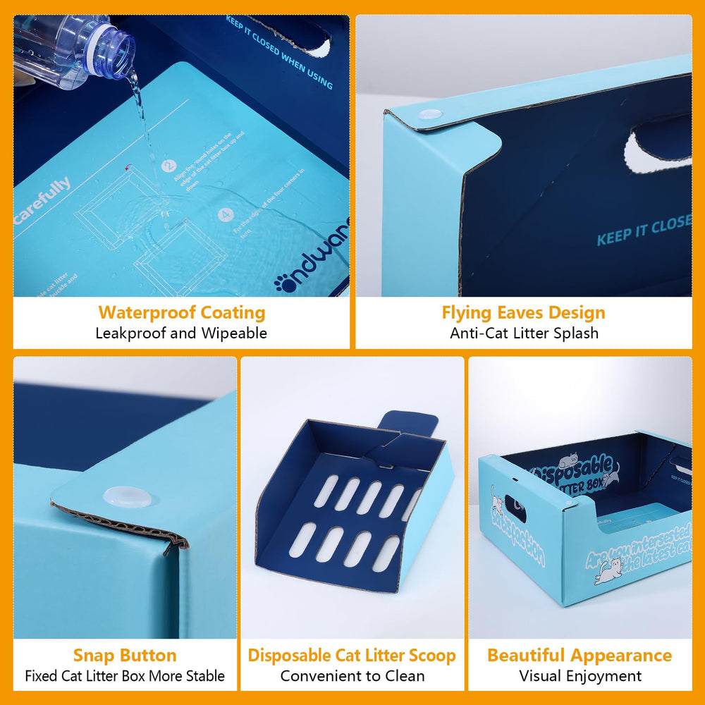 Raised flying-eaves edges on the Ondware disposable cat litter box.