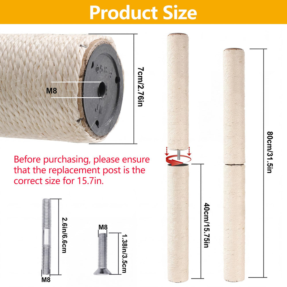 ondware replacement scratching post with a close view of its hand-wound sisal rope.