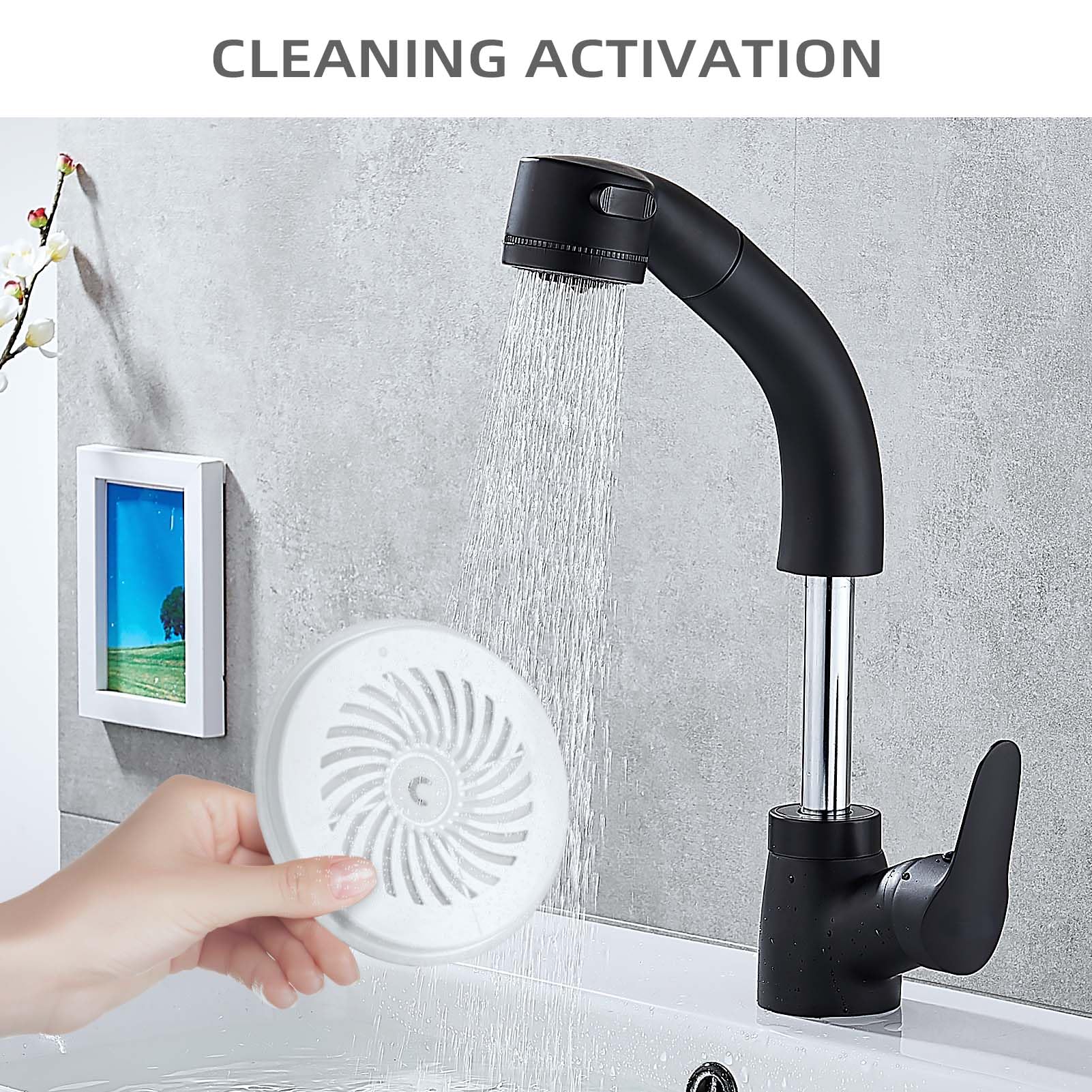 ONECUTE cat fountain filter being rinsed before installation.