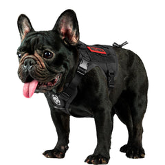 ONETIGRIS tactical dog harness shown from the front in black.