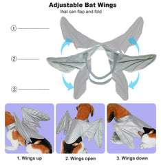 Onmygogo bat dragon dog costume with a close view of the wing design.