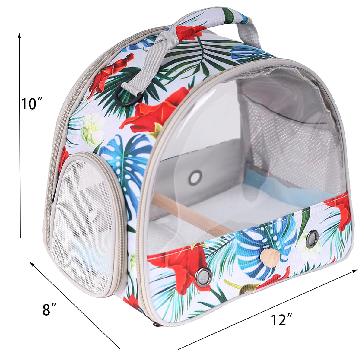 ORIZZP bird travel carrier highlighting the natural floral print.