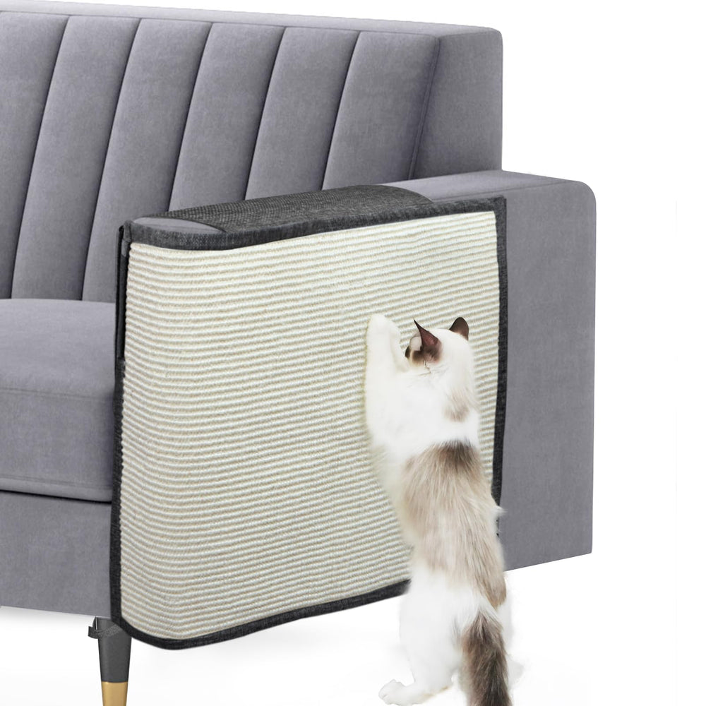 Oroonoko cat scratch couch protector shown from the front in dark grey.