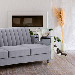 Oroonoko cat scratch protector in light grey, suited to coordinating with grey upholstery.