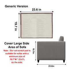 Oroonoko Cat Scratch Furniture Protector placed over a sofa arm and side.