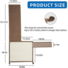 Oroonoko Cat Scratch Furniture Protector with a close view of its natural sisal surface.