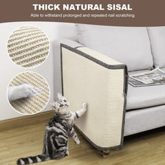 Oroonoko cat sofa protector placed over a compatible couch arm.