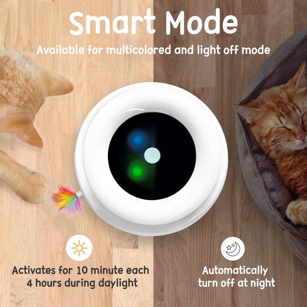 ORSDA cat toy showing its battery and plug-in power options.