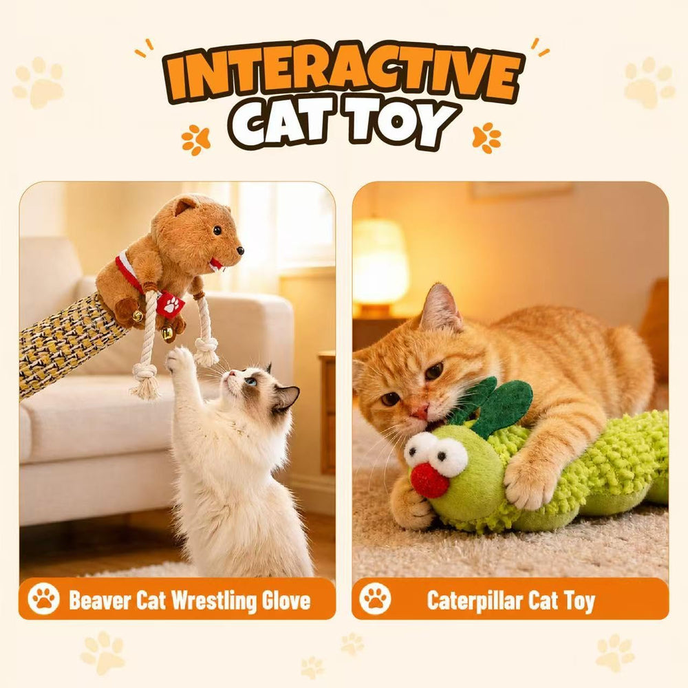 ORTEXA cat wrestling glove puppet showing its protective arm sleeve.