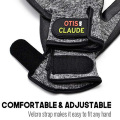 Otis & Claude pet grooming gloves showing the adjustable wrist strap.