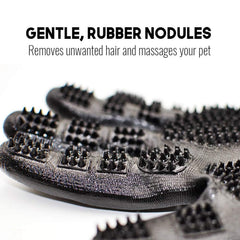 Otis & Claude pet grooming gloves with a close view of the flexible silicone tips.