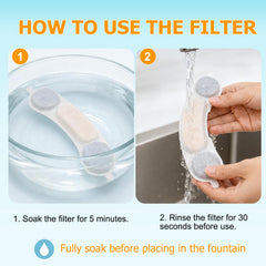 OUPUSES dog fountain replacement filter showing its layered filtration materials.