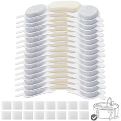 OUPUSES dog fountain replacement filters and pump sponges shown together as a set.
