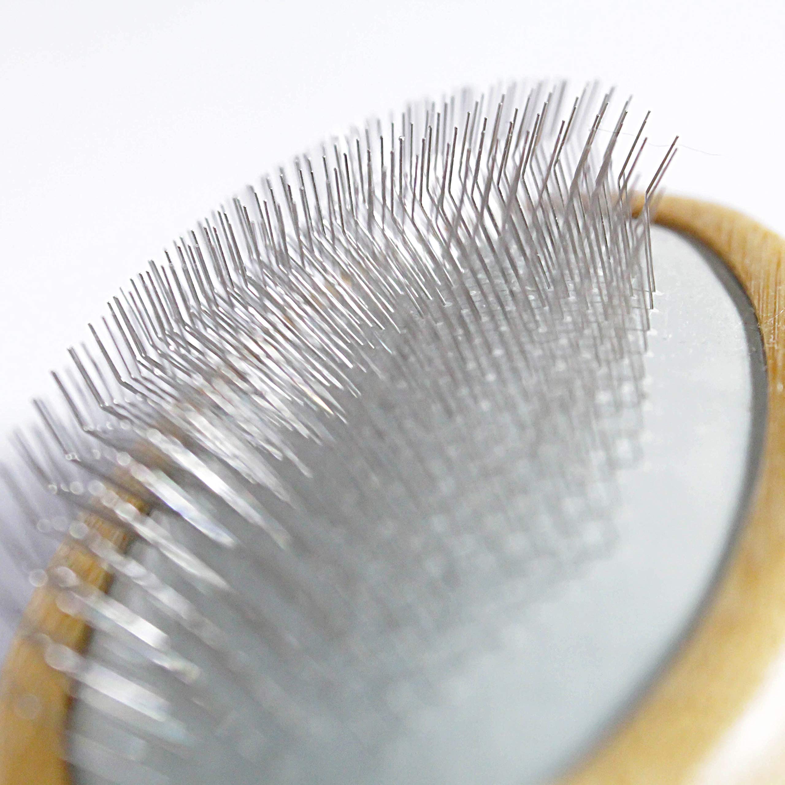 Outlavish wire carding brush used to untangle macramé fringe.