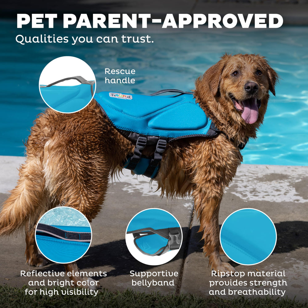 Outward Hound Dawson Dog Life Jacket close-up showing its reflective trim.