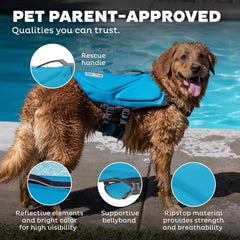 Outward Hound Dawson Dog Life Jacket close-up showing its reflective trim.