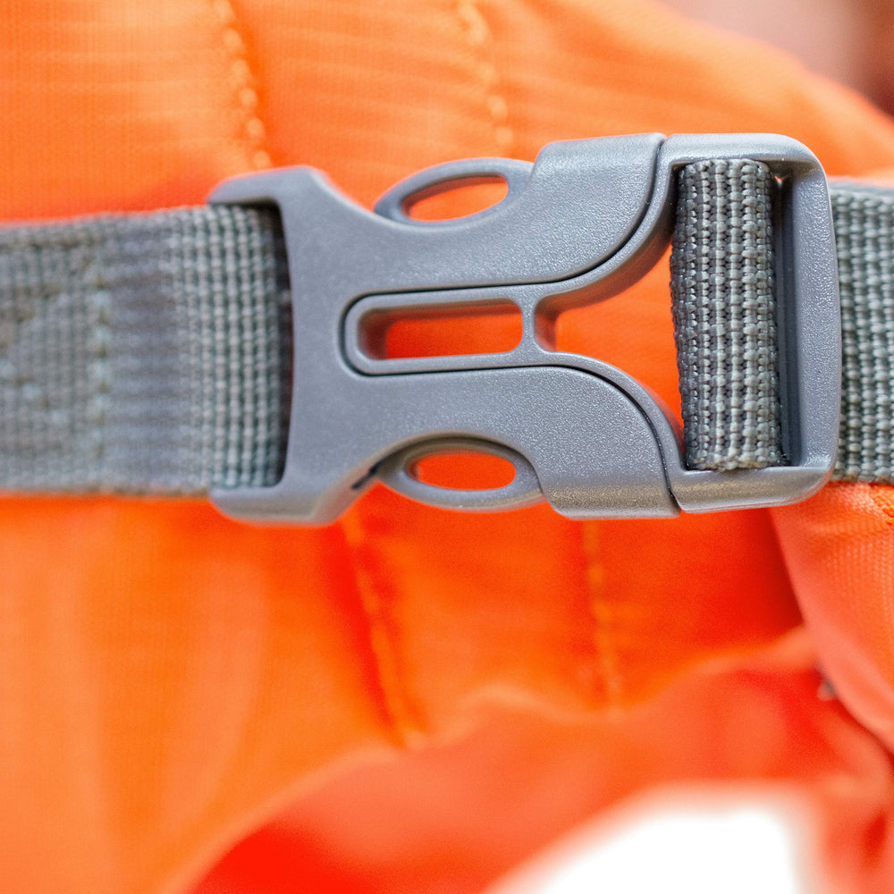 Outward Hound Granby Splash dog life jacket showing its foam padding.