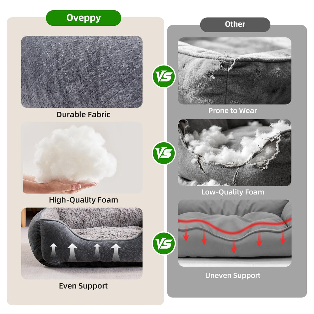Oveppy pet bed shown from underneath to highlight its non-slip bottom.