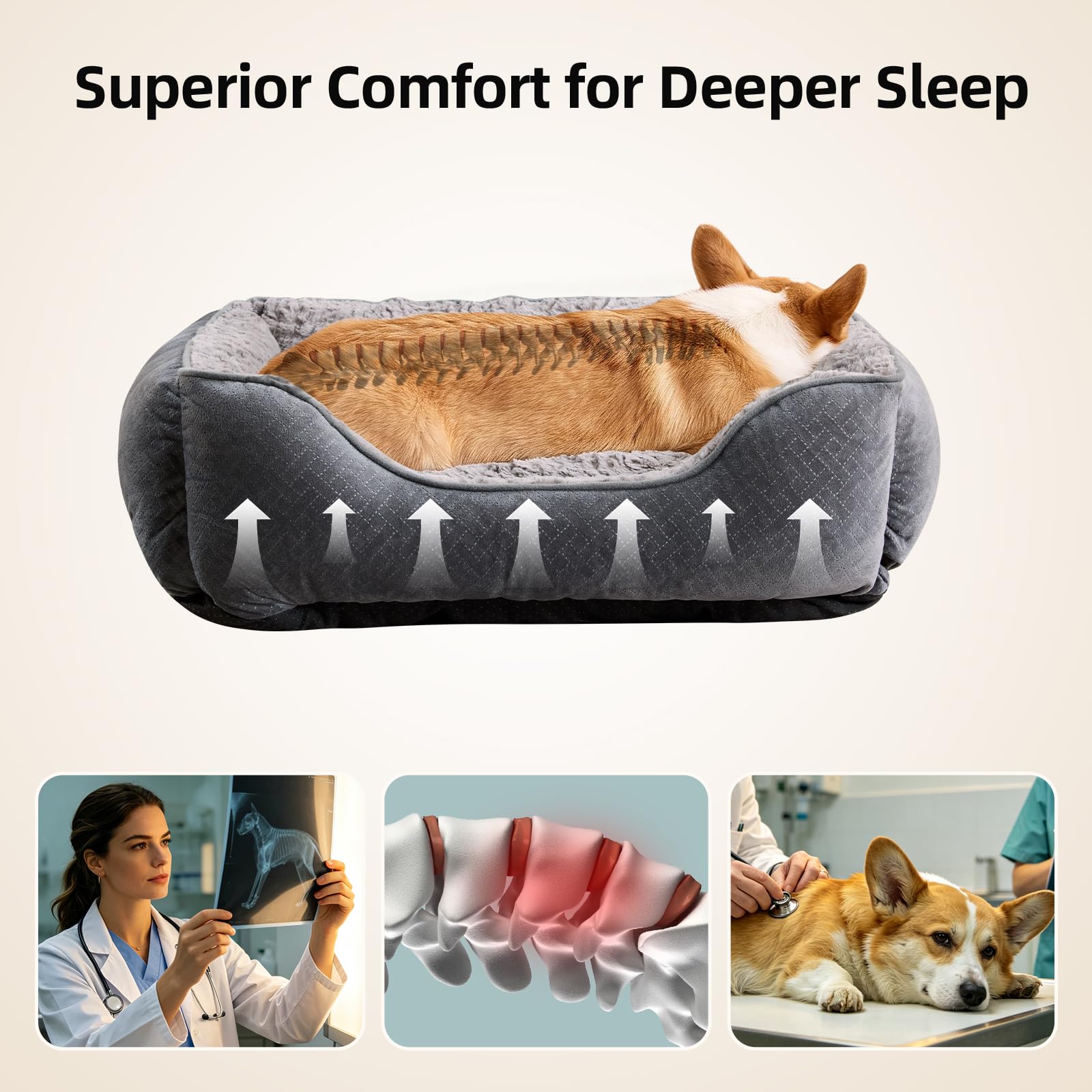 Oveppy pet bed shown from above to display its overall shape.