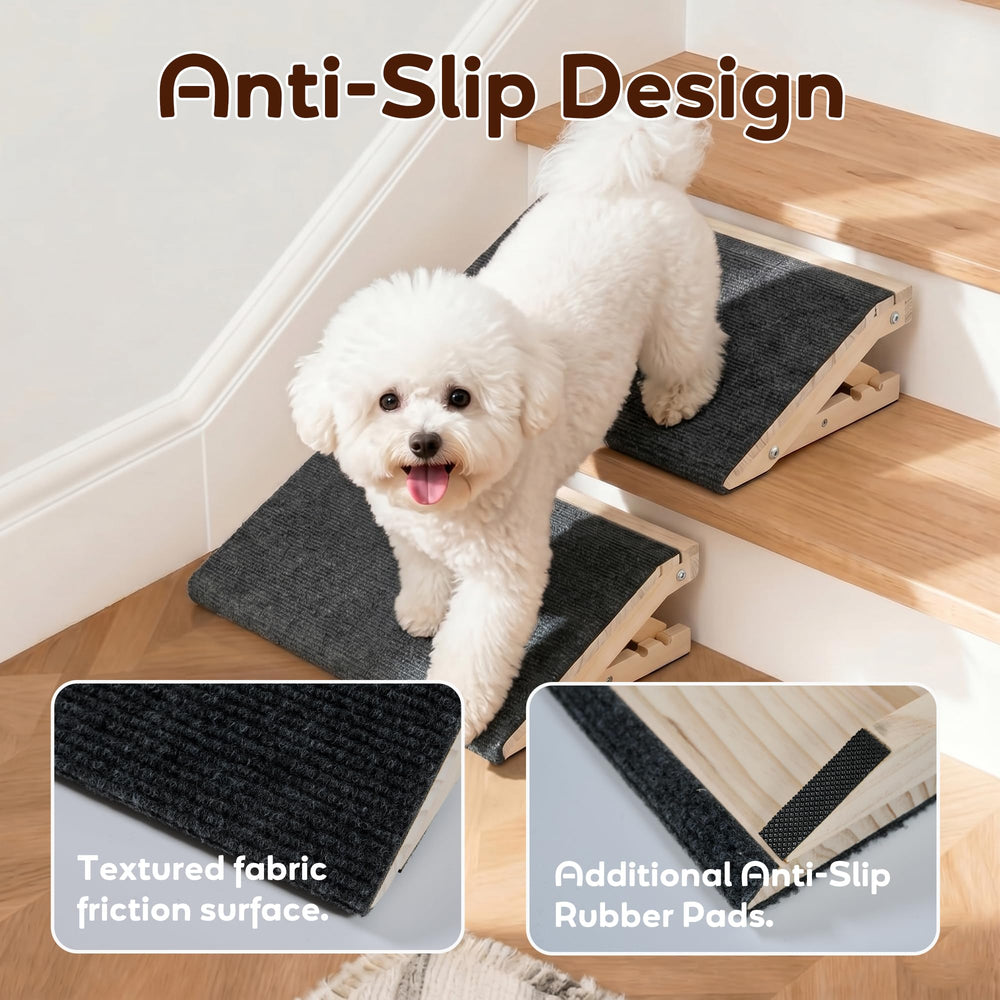 ownkid wooden dog ramp folded flat for compact storage.