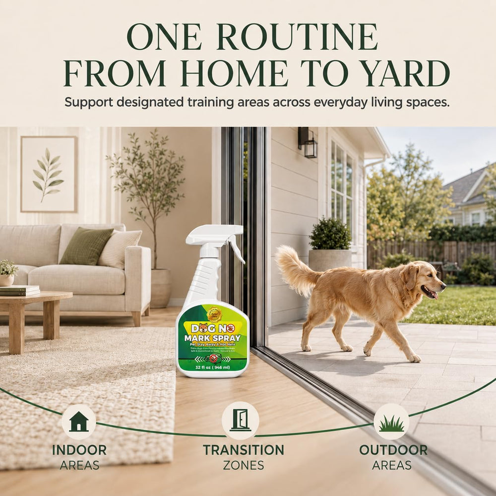 Oycevila dog training spray shown for indoor training use.