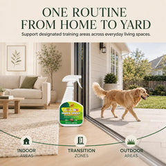 Oycevila dog training spray shown for indoor training use.