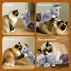 oyeftp Cat Wrestling Glove shown with its cat teaser and bell.