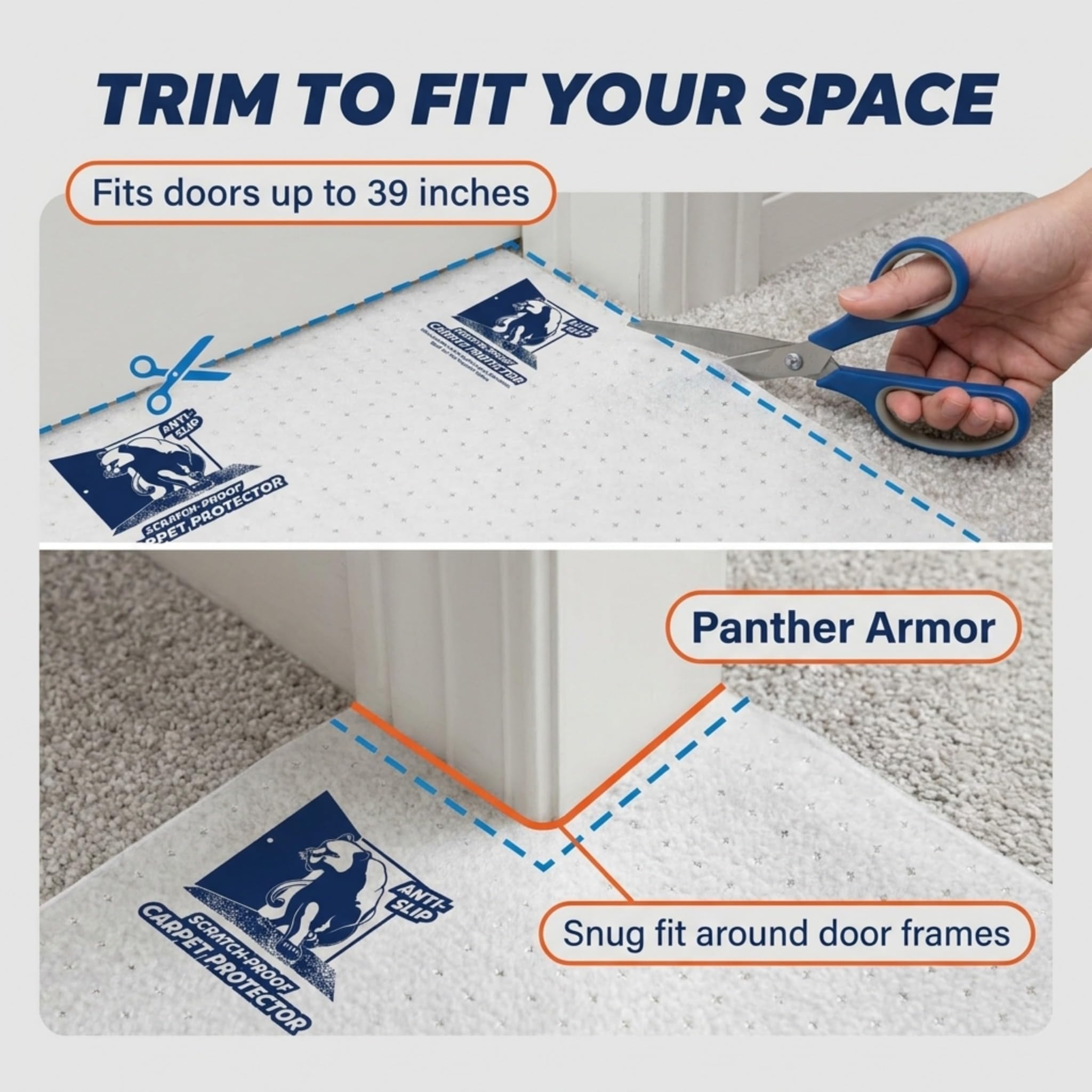Panther Armor Cat Carpet Protector shown flexible as a rolled runner.