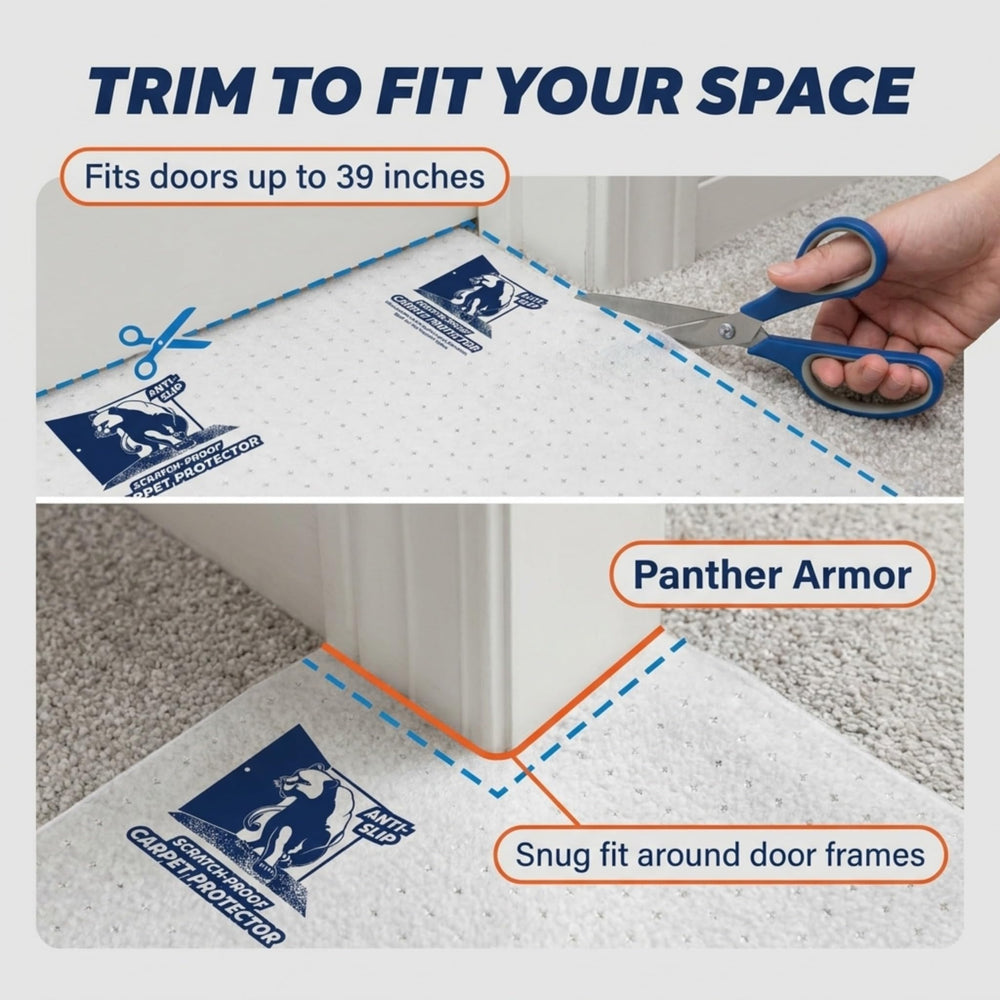 Panther Armor Cat Carpet Protector shown flexible as a rolled runner.