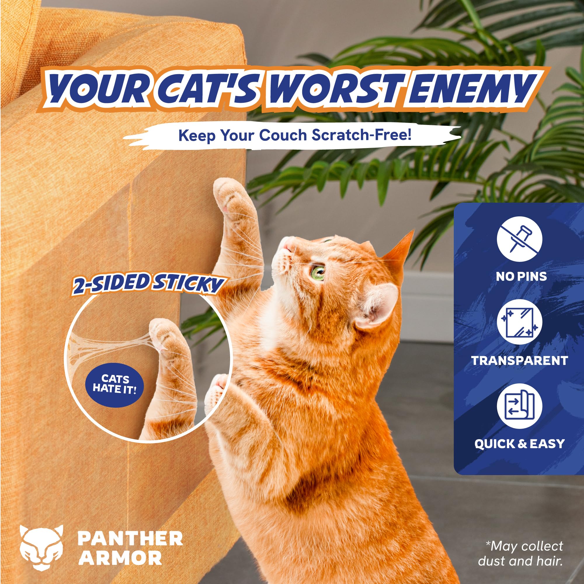 Panther Armor Cat Scratch Furniture Protector adhesive surface shown close up.