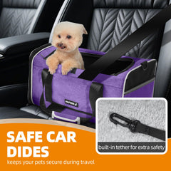 PAPZER cat carrier showing the sleeve for a rolling luggage handle.