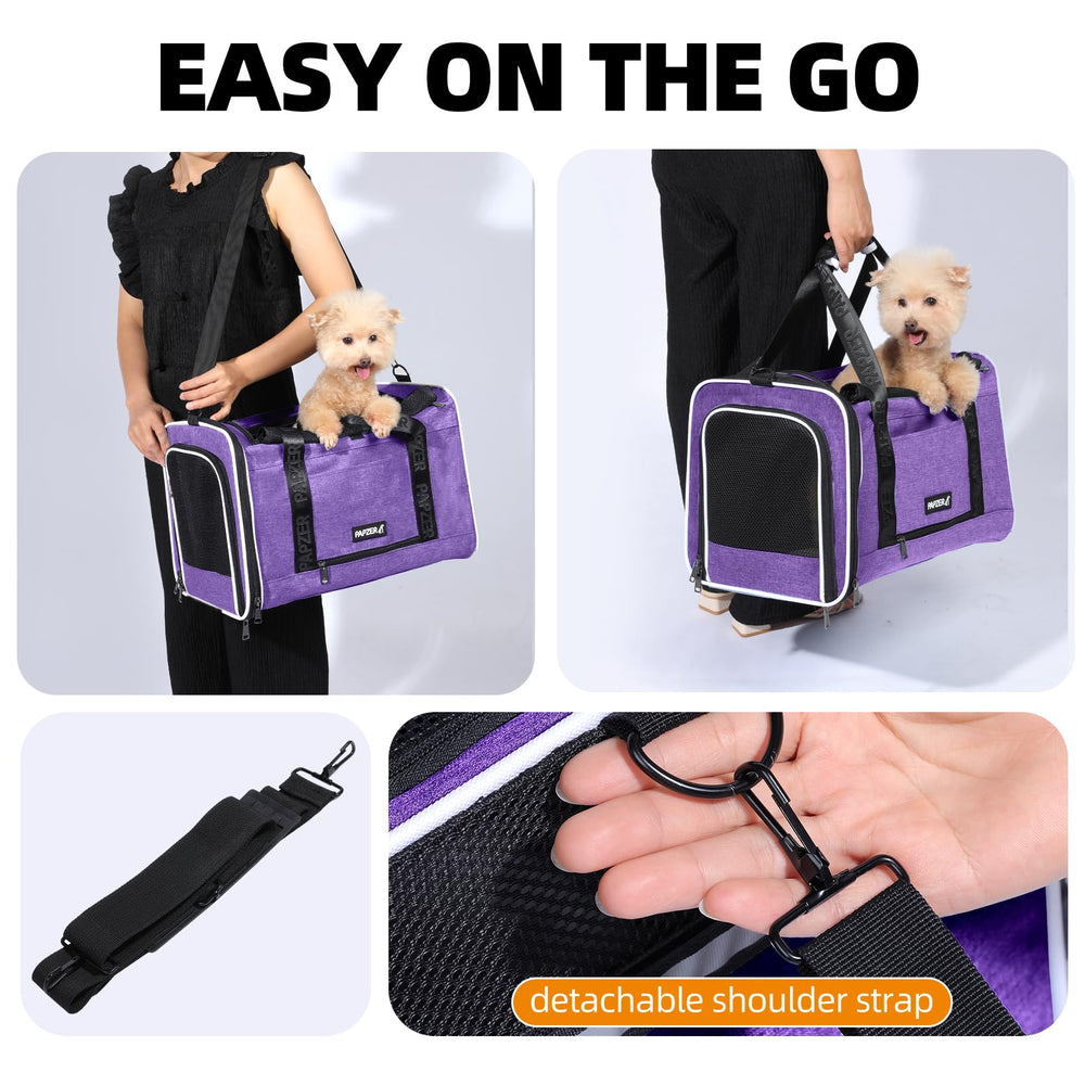 PAPZER cat carrier with its adjustable padded shoulder strap attached.