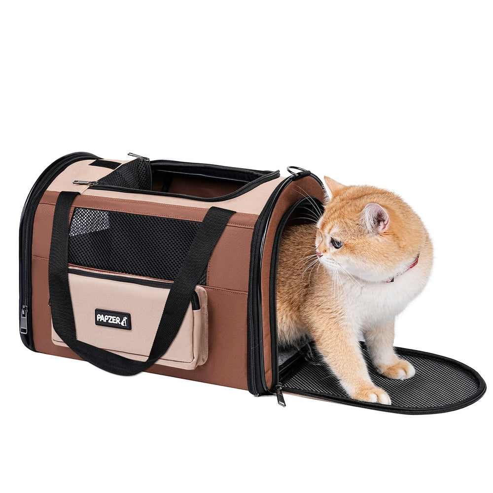 PAPZER small pet carrier shown with its rear travel panel.