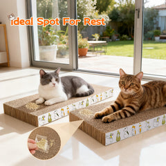 PatiencET Cat Scratching Board placed flat on a cat tree.
