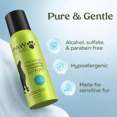 Paw Fume Blue Ribbon Dog Perfume Spray label shown in close detail.