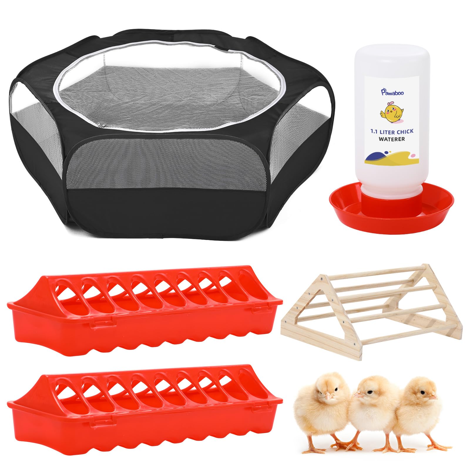Pawaboo Chick Brooder Box Starter Kit shown from the front in black.