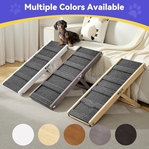 Pawaboo dog ramp striped carpet and crossbars shown in detail.