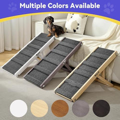 Pawaboo dog ramp striped carpet and crossbars shown in detail.