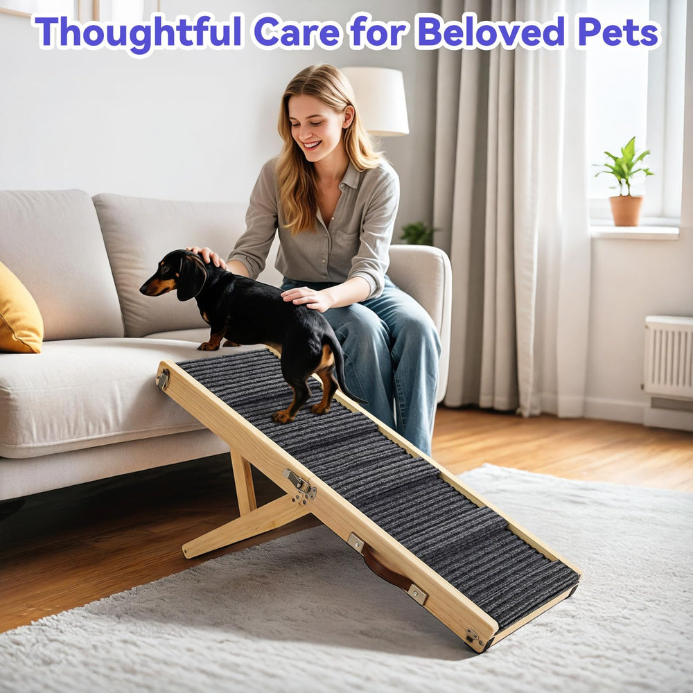 Pawaboo dog ramp positioned beside a couch for a pet to climb.