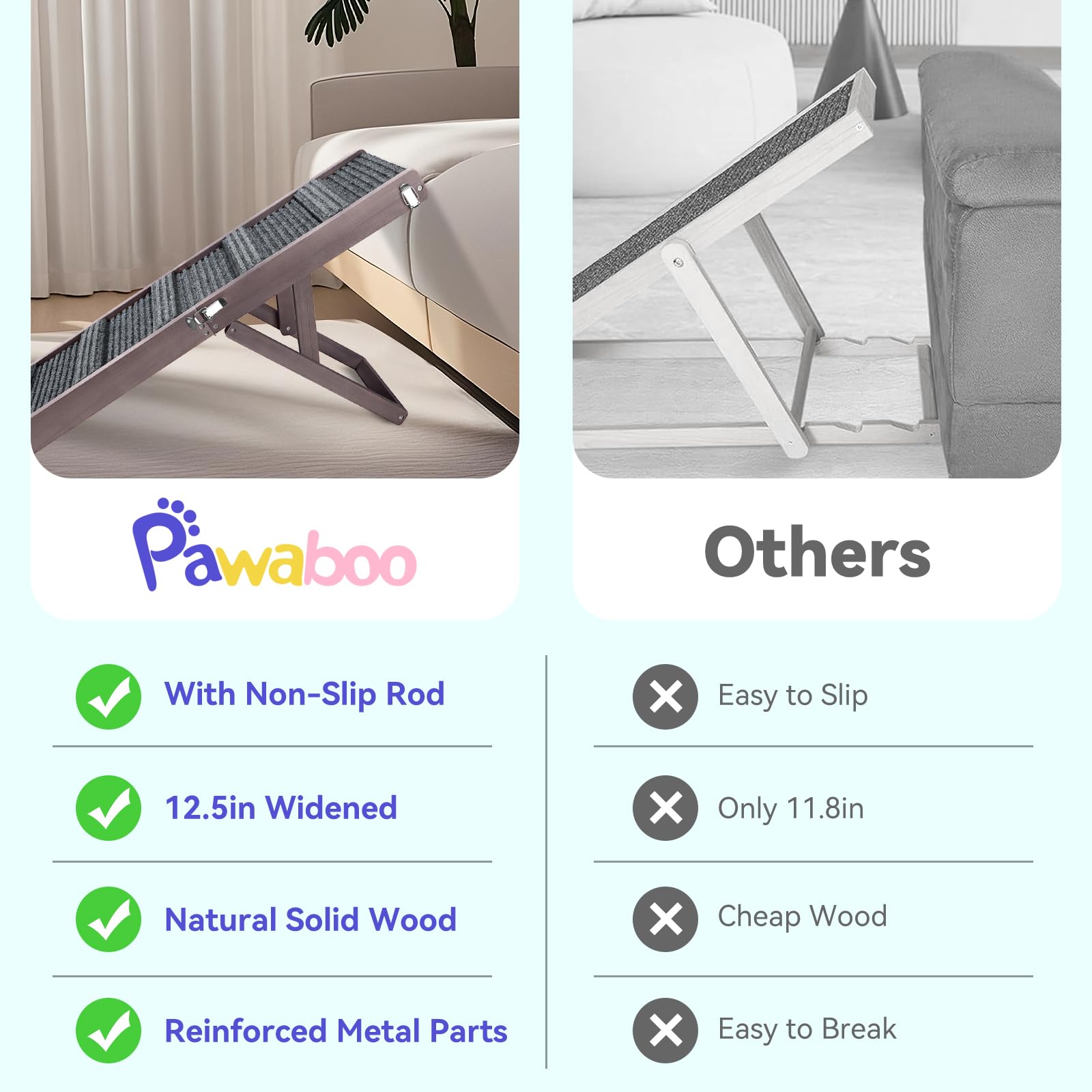 Pawaboo dog ramp detail showing the traction crossbars.