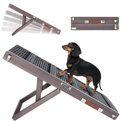 Pawaboo dog ramp shown from the front with its full climbing surface visible.